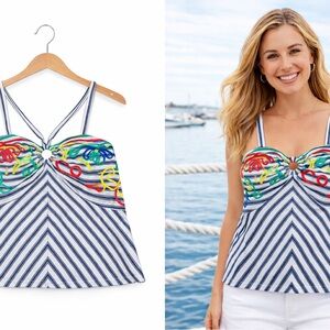 Tiny Anthropologie Blue Stripe Cami w/ Embroidery - Size M – NWT